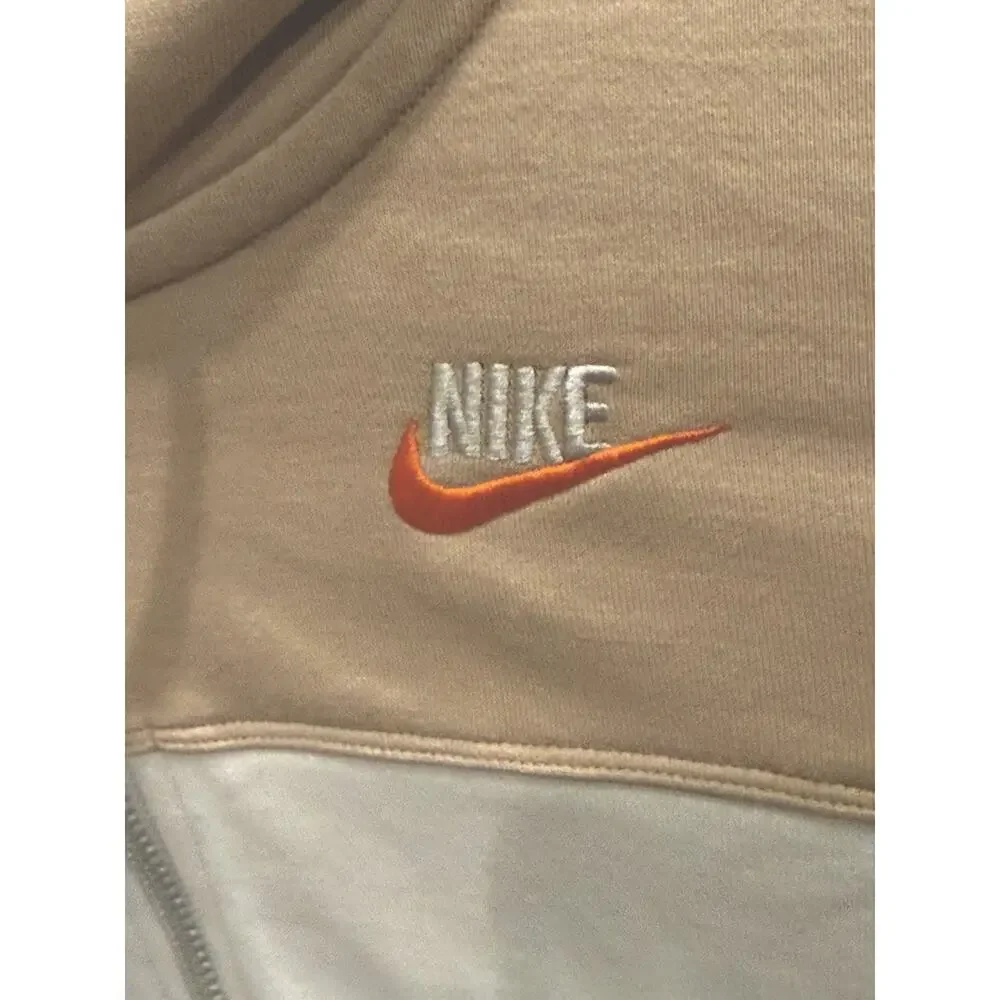 Nike Sportswear Phoenix Fleece Cropped Full Zip Hoodie XS Tan Cream FB7211-104